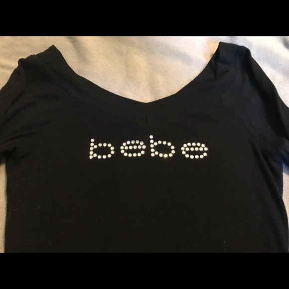 Ladies Black BeBe Long Sleeved Top - Picture 2 of 4